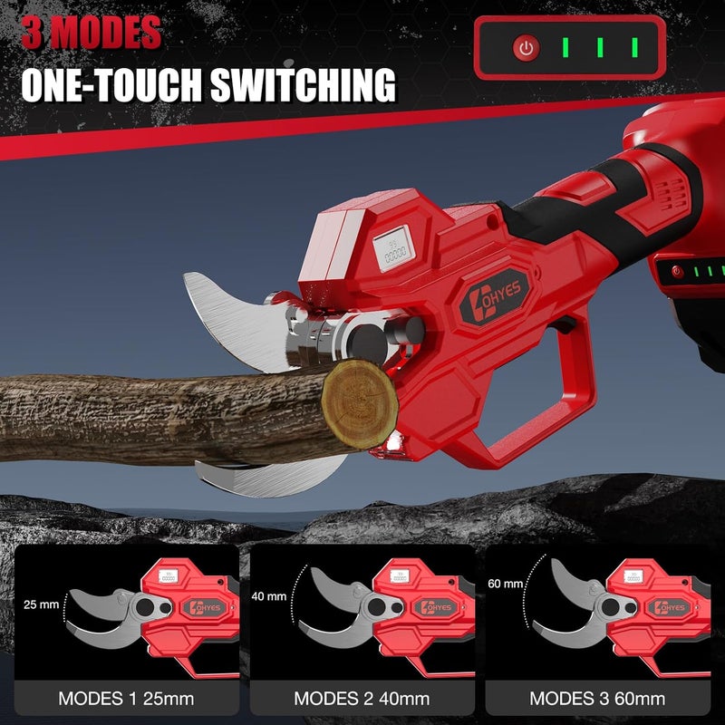 ohyes Pruning Shears Max 1.5IN Cutting Diameter Compatible with Milwaukee 18V Battery Packs with LCD Display SK7 Blade For Gardening & Tree Pruning(Battery not included) - Image 4